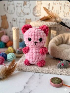 Pink Crochet Cat 🐱